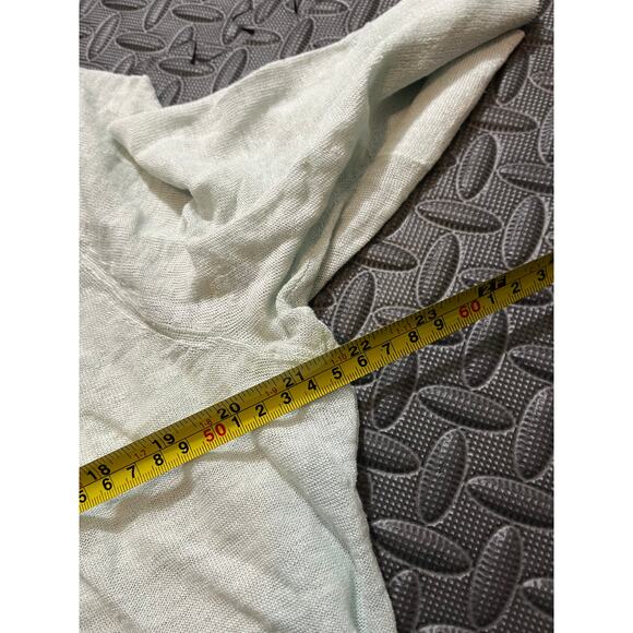 Eileen Fisher Mint Green‎ Jewel Short Sleeve Cardigan Button Down Linen Size XL - Picture 7 of 9